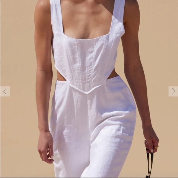 BNWT Diish White Linen Corset Jumpsuit Sz 2 - Picture 2 of 5